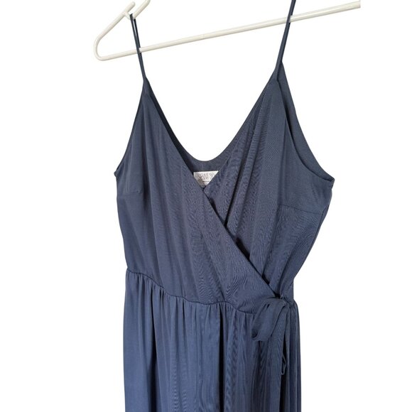 Sienna Sky Slate Blue Spaghetti Strap Wide Leg Cropped Jumpsuit‎ Size M Side tie - Picture 2 of 12